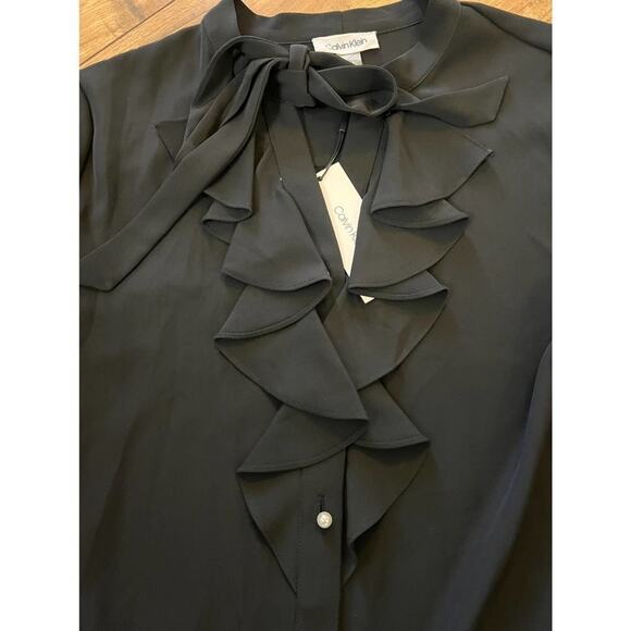 NWT Calvin Klein size PL petite large black blouse - Picture 4 of 4